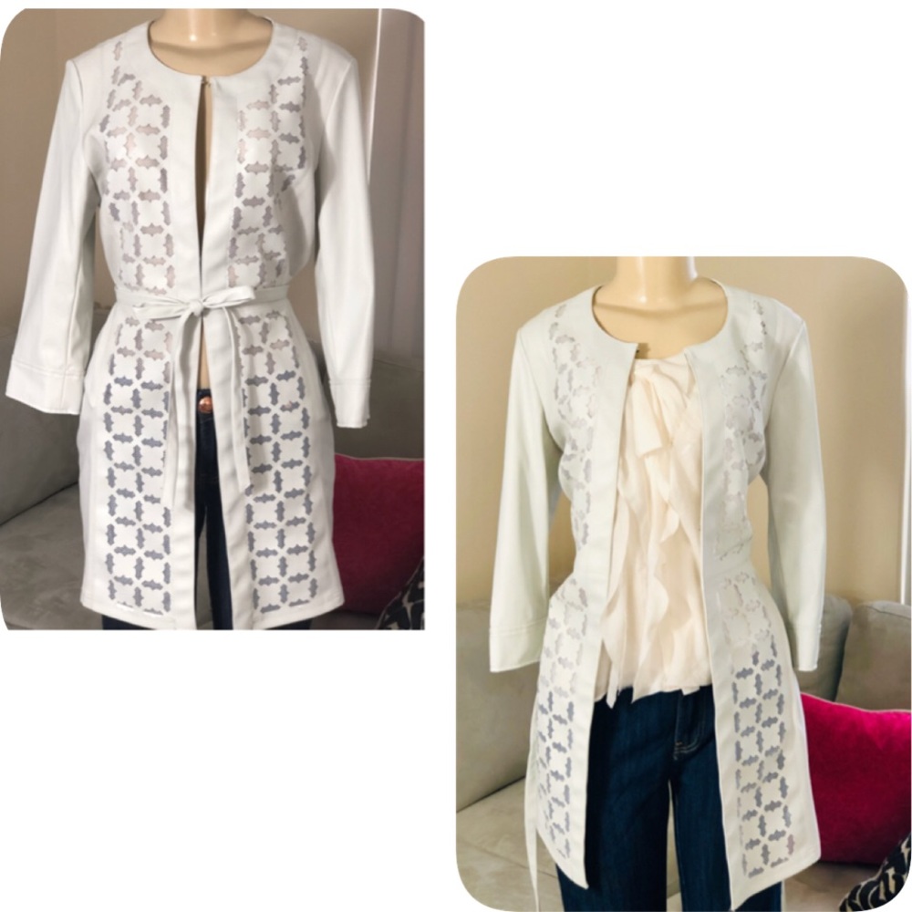 LENA GABRIELLE BONE COLOR FAUX LEATHER JAC…